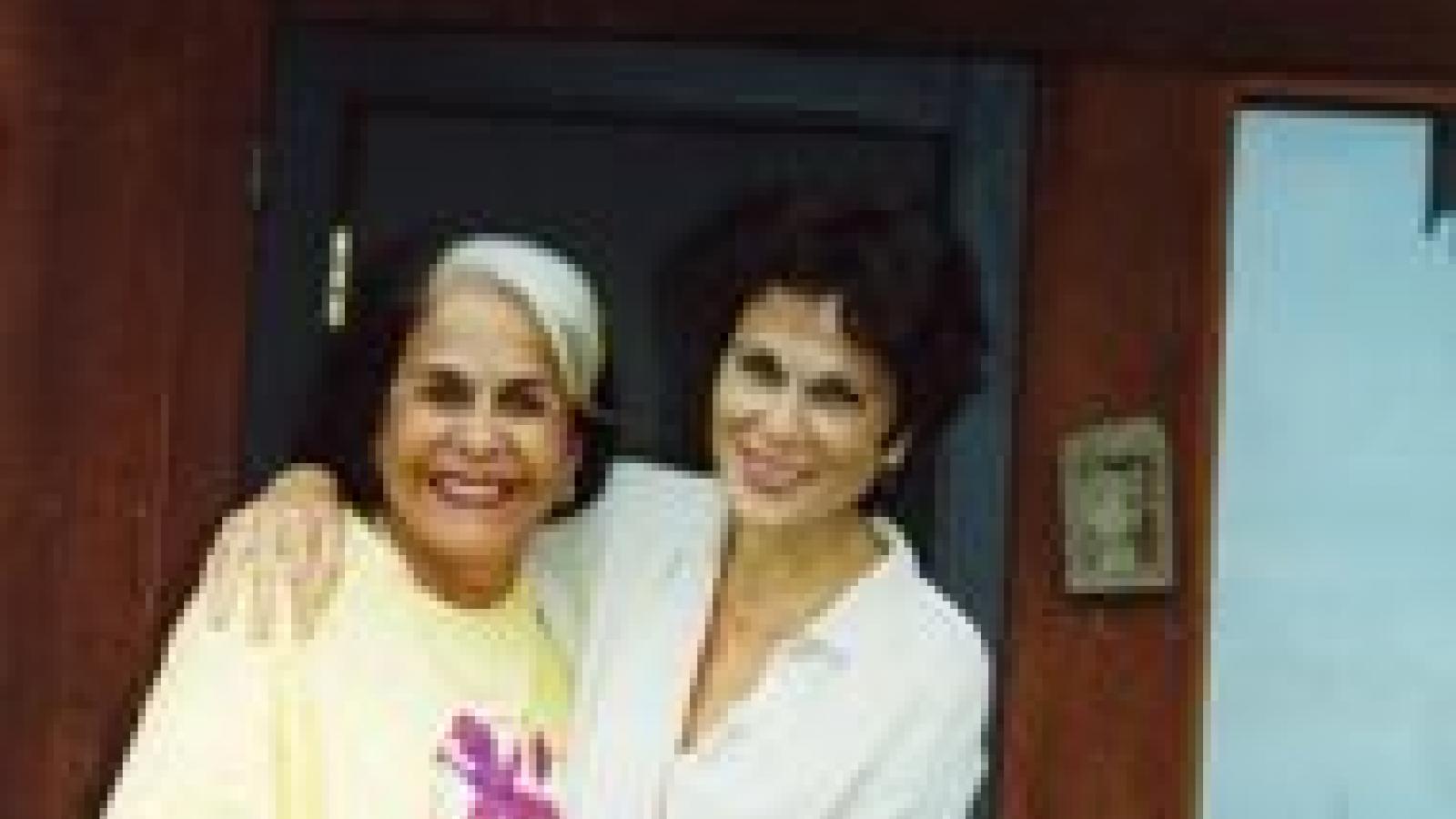 Two women hugging