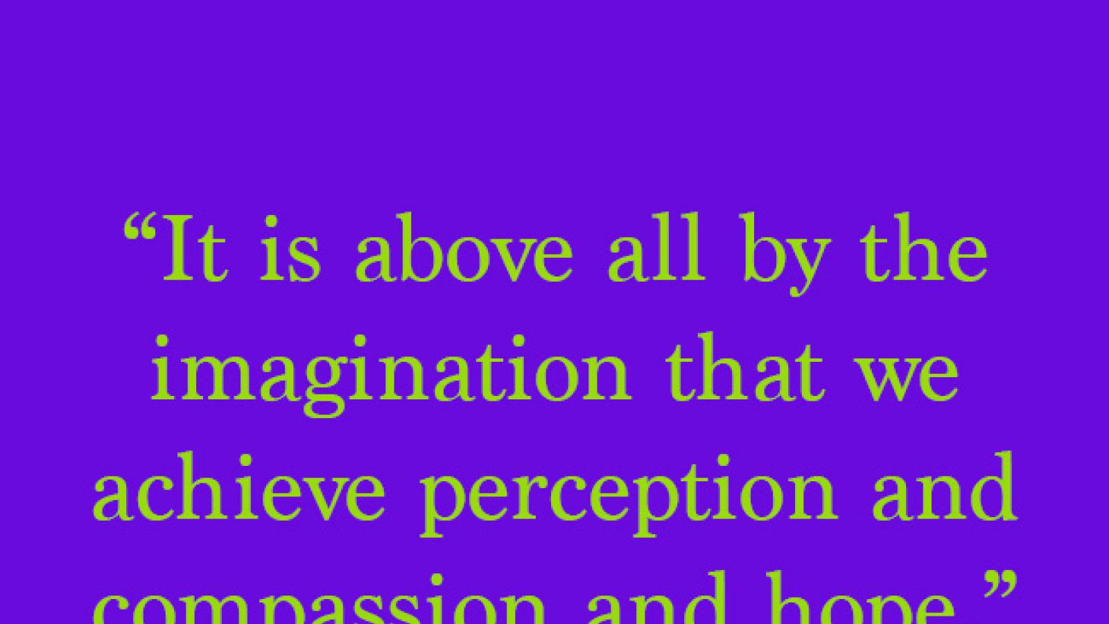 “It is above all by the imagination that we achieve perception and compassion and hope."