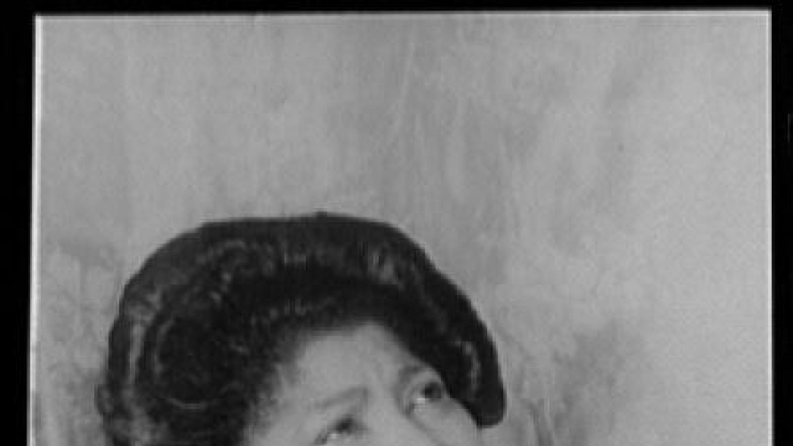 Black and white photograph of gospel singer Mahalia Jackson