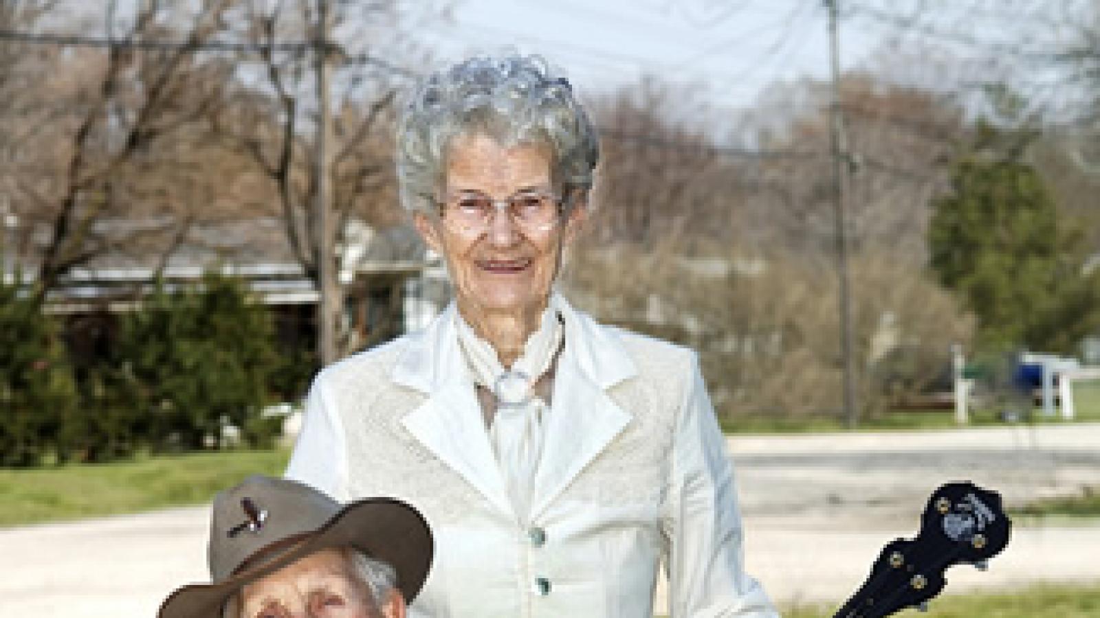 Wade Mainer and his wife Julia on the occasion of Mainer's 100th birthday, April 21, 2007. Photo by Tom Pich