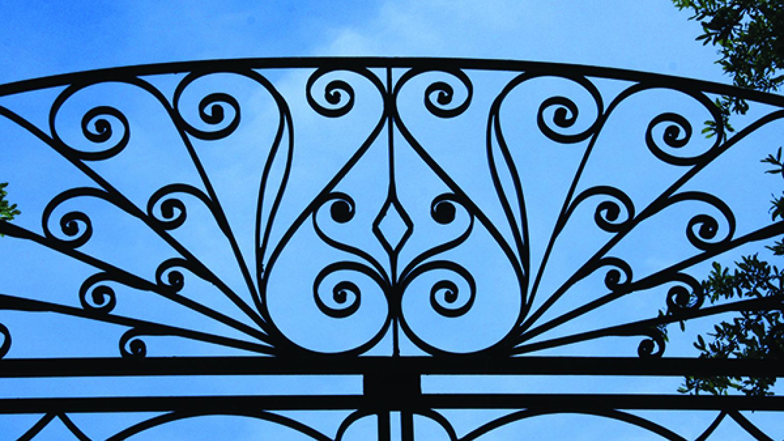 An ironwork gate.