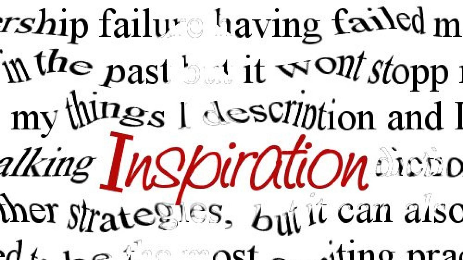 Text with the work Inspiration in red in the middle.