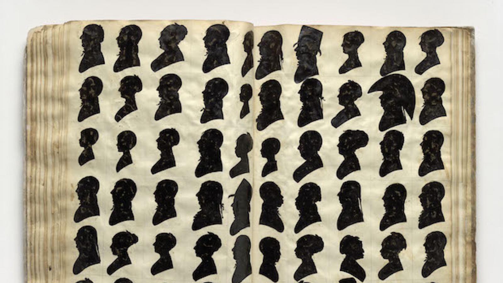 a book featuring rows of silhouettes
