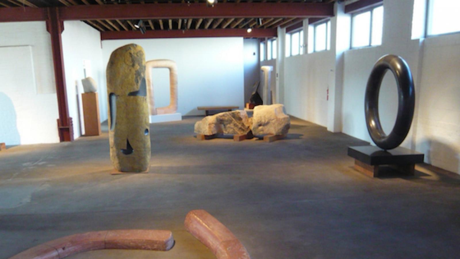 various sculptural art works by Isamu Noguchi at the Noguchi Museum
