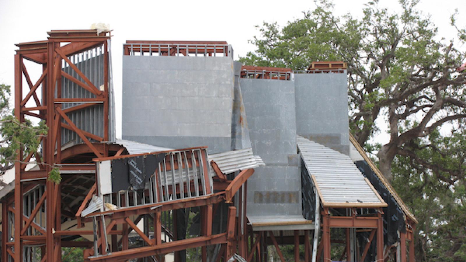 a hurricane-devastated construction site