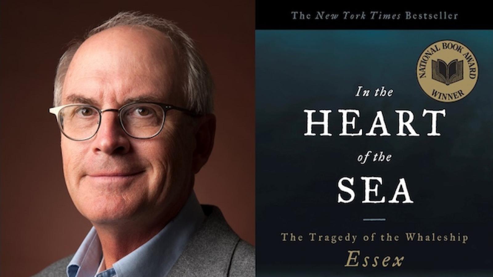 diptych of Nathaniel Philbrick author shot and cover of In the Heart of the Sea