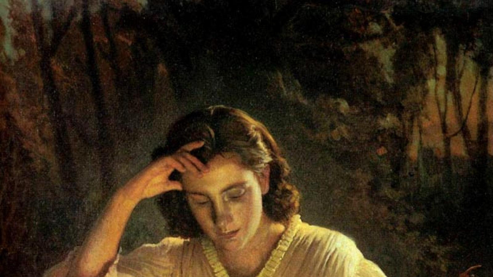 Painting of a woman reading Painting of a woman reading