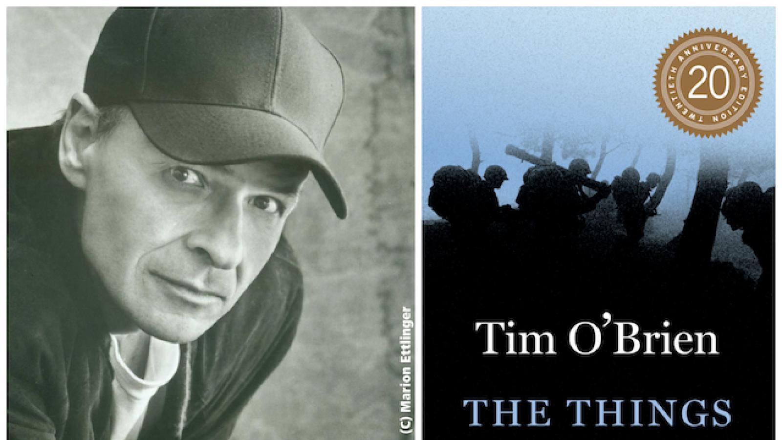 diptych of Tim O'Brien headshot with cover of The Things They Carried