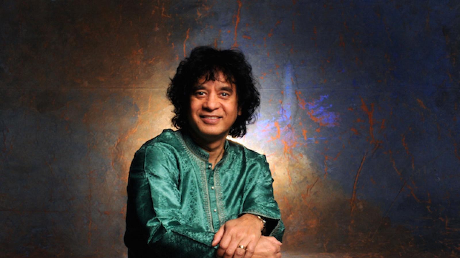 Image of Zakir Hussain and tabla drums