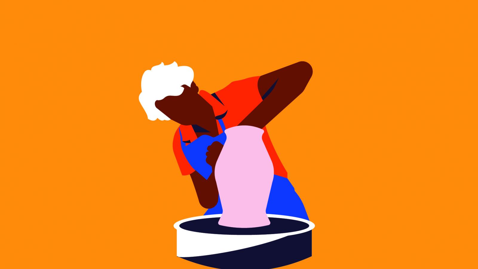 Arts Accessibility drawing of a woman potter