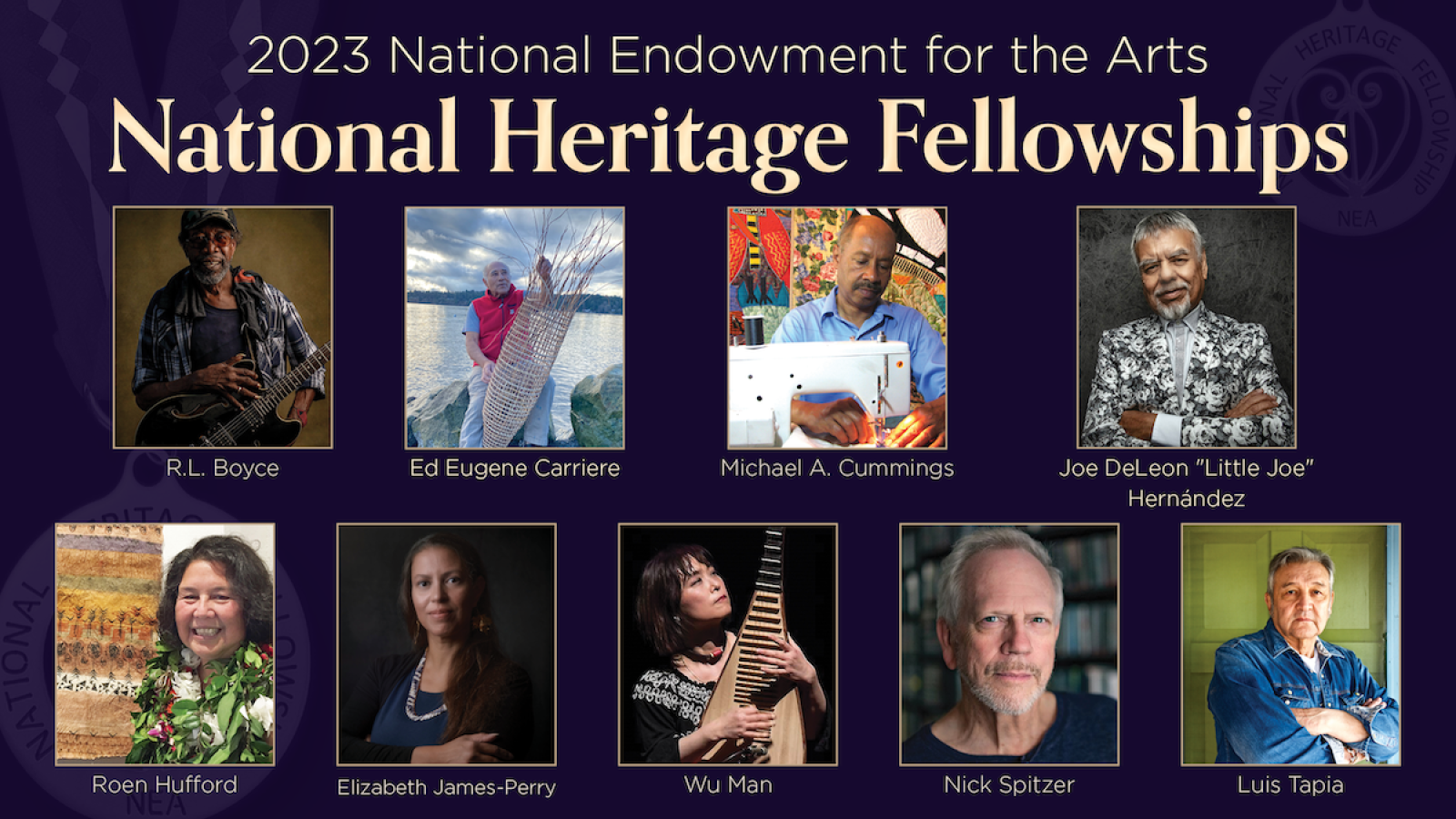 2023 NEA National Heritage Fellows Collage of the nine 2023 NEA National Heritage Fellows
