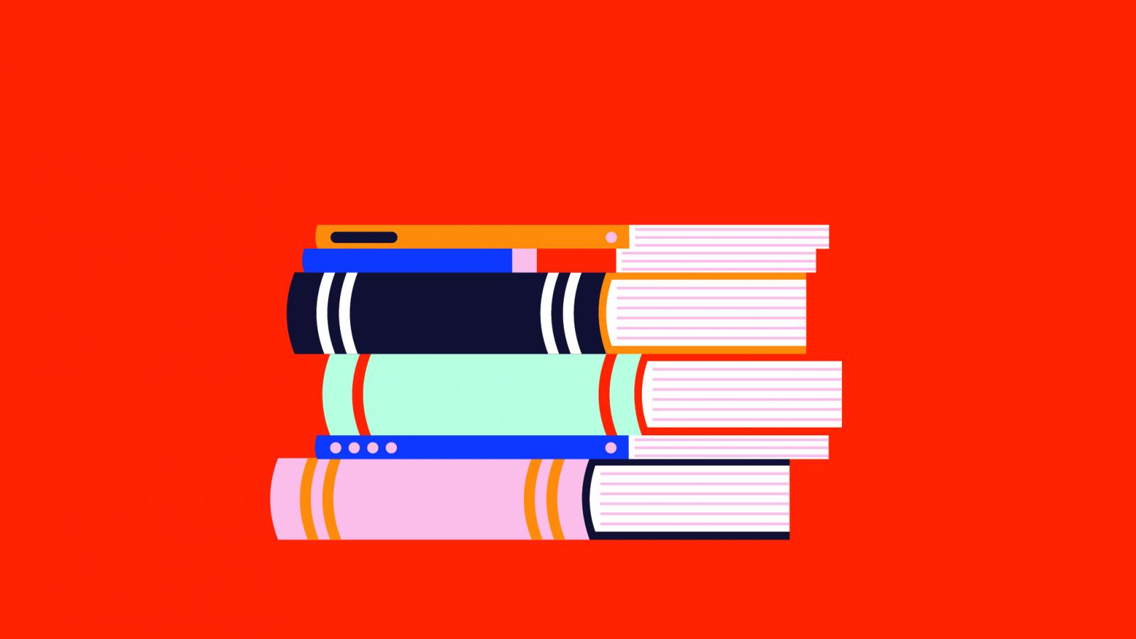 A stack of books graphic.