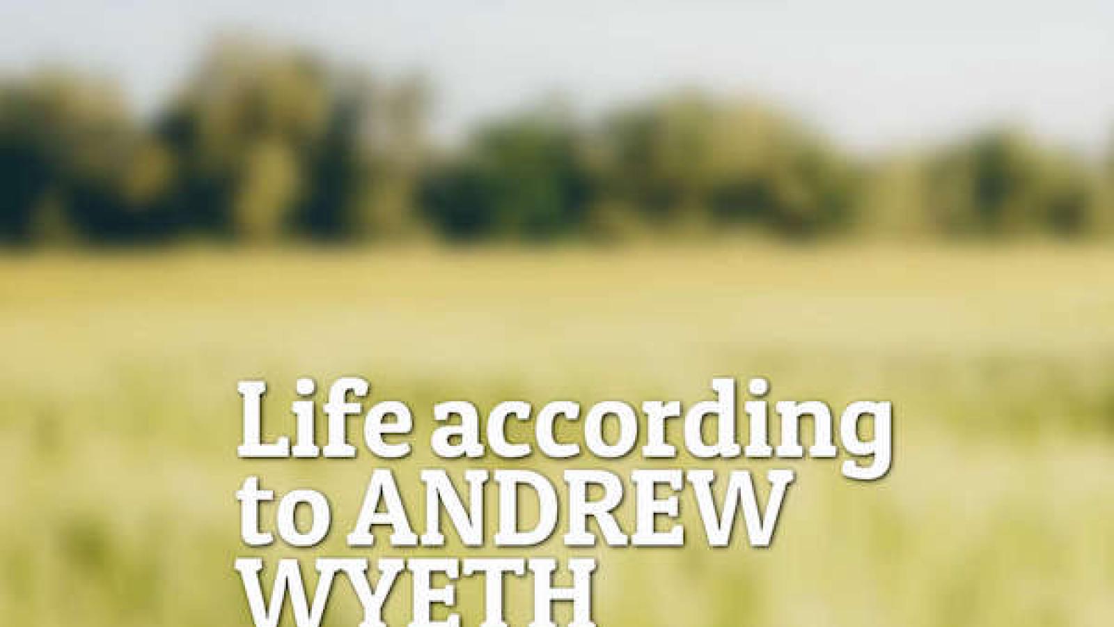 a photo of meadowgrass with the text Life according to ANDREW WYETH