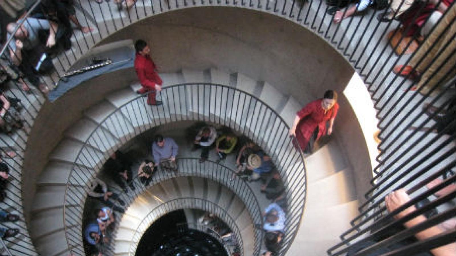 Meredith Monk's "Songs of Ascension" being performed in Ann Hamilton's "Tower". Photo by Babeth VanLoo