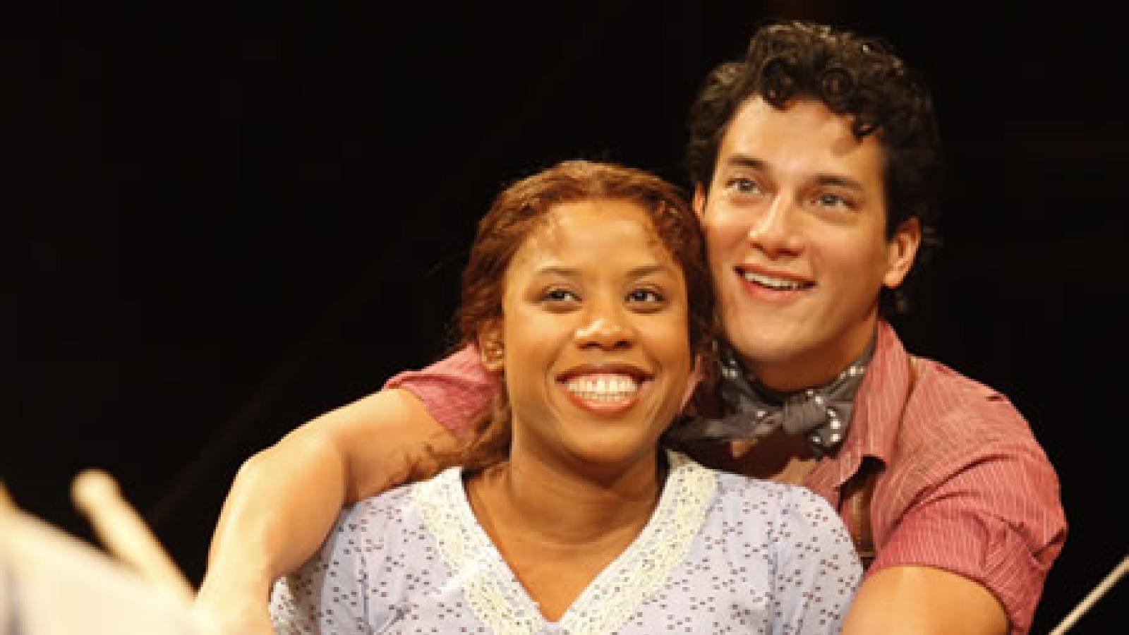 Eleasha Gamble as Laurey and Nicholas Rodriguez as Curly in the Arena Stage at the Mead Center's production of Rodgers and Hammerstein?s "Oklahoma!" . Photo by Carol Rosegg.