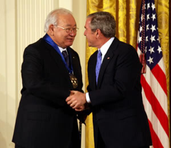 The 2007 National Medal of Arts was awarded to author, essayist, poet, professor, painter N. Scott Momaday and presented by President Bush on November 15, 2007 in an East Room ceremony.