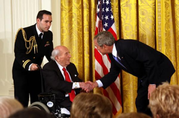 The 2007 National Medal of Arts was awarded to arts patron Roy R. Neuberger and presented by President Bush on November 15, 2007 in an East Room ceremony.