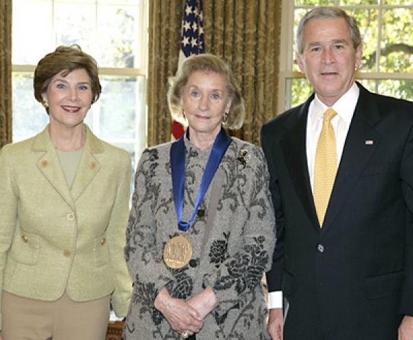 The President and First Lady with Roy R. DeCarava in the Oval Office