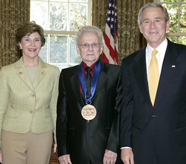 The President and First Lady with Dr. Ralph Stanley in the Oval Office
