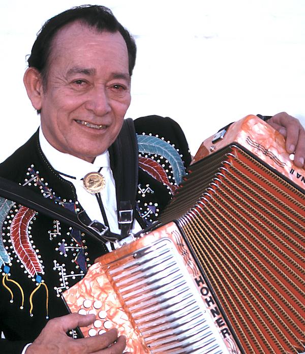 A man playing the accordion.