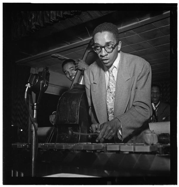 Man playing the vibes on stage.