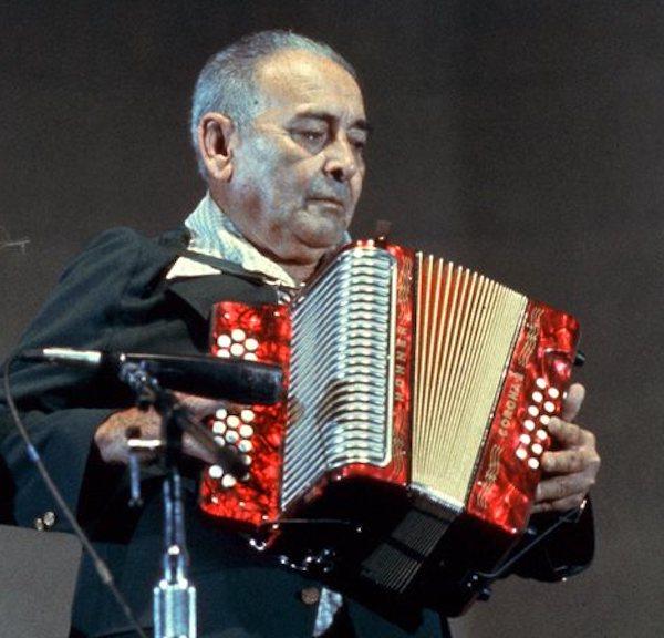 Man playing an accordion.