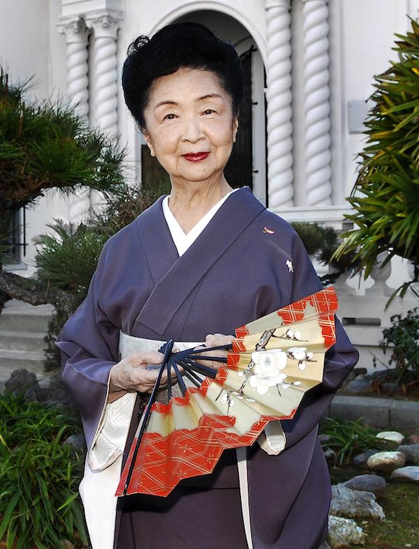 A woman in traditional Japanese dress.