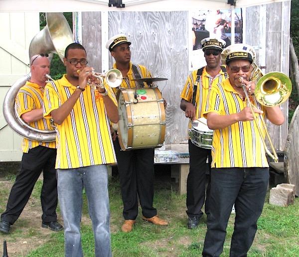 Band playing outdoors.