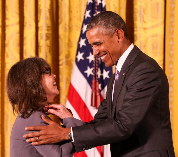 Sally Field receives her meda from President Obama.