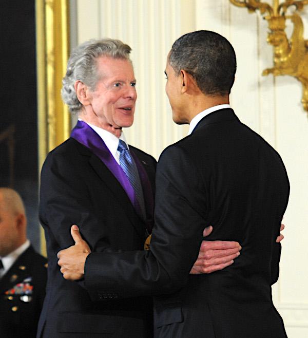 Pianist and music educator Van Cliburn receives the 2010 National Medal of Arts from President Barack Obama