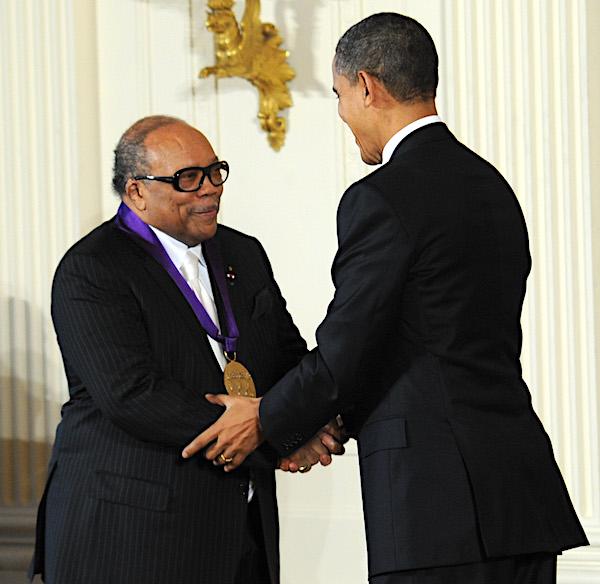 Musician and Music Producer Quincy Jones receives the2010 National Medal of Arts from President Barack Obama