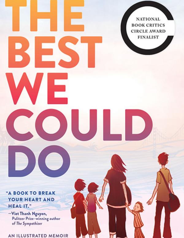 The Best We Could Do book cover with the title and an illustration of a family from behind looking at an urban landscape in the distance