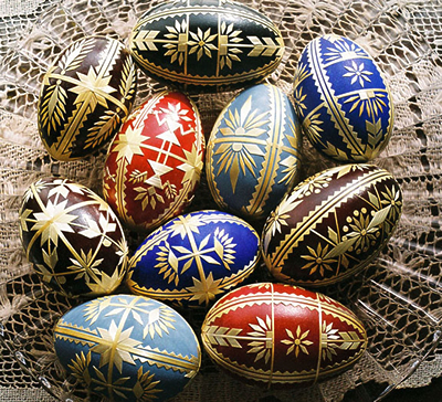 Colorful decorated eggs