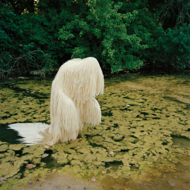 Swamp creature in water White swamp creature emerging from water